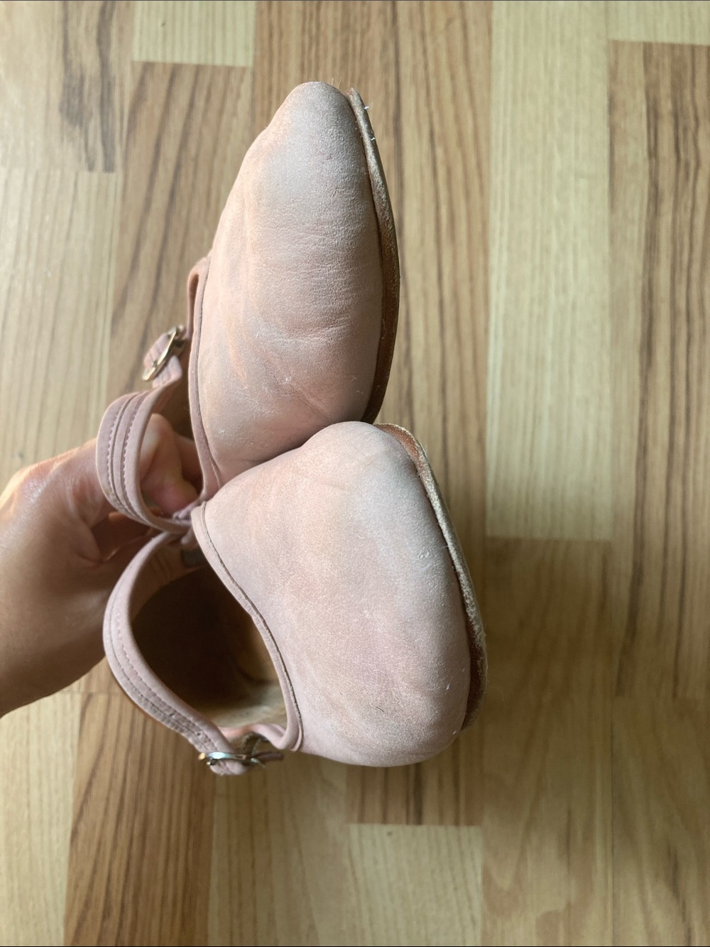 Poppy Barley Blush Modern-Day Mary Jane Suede Flats with Silver Buckle - Picture 6 of 10